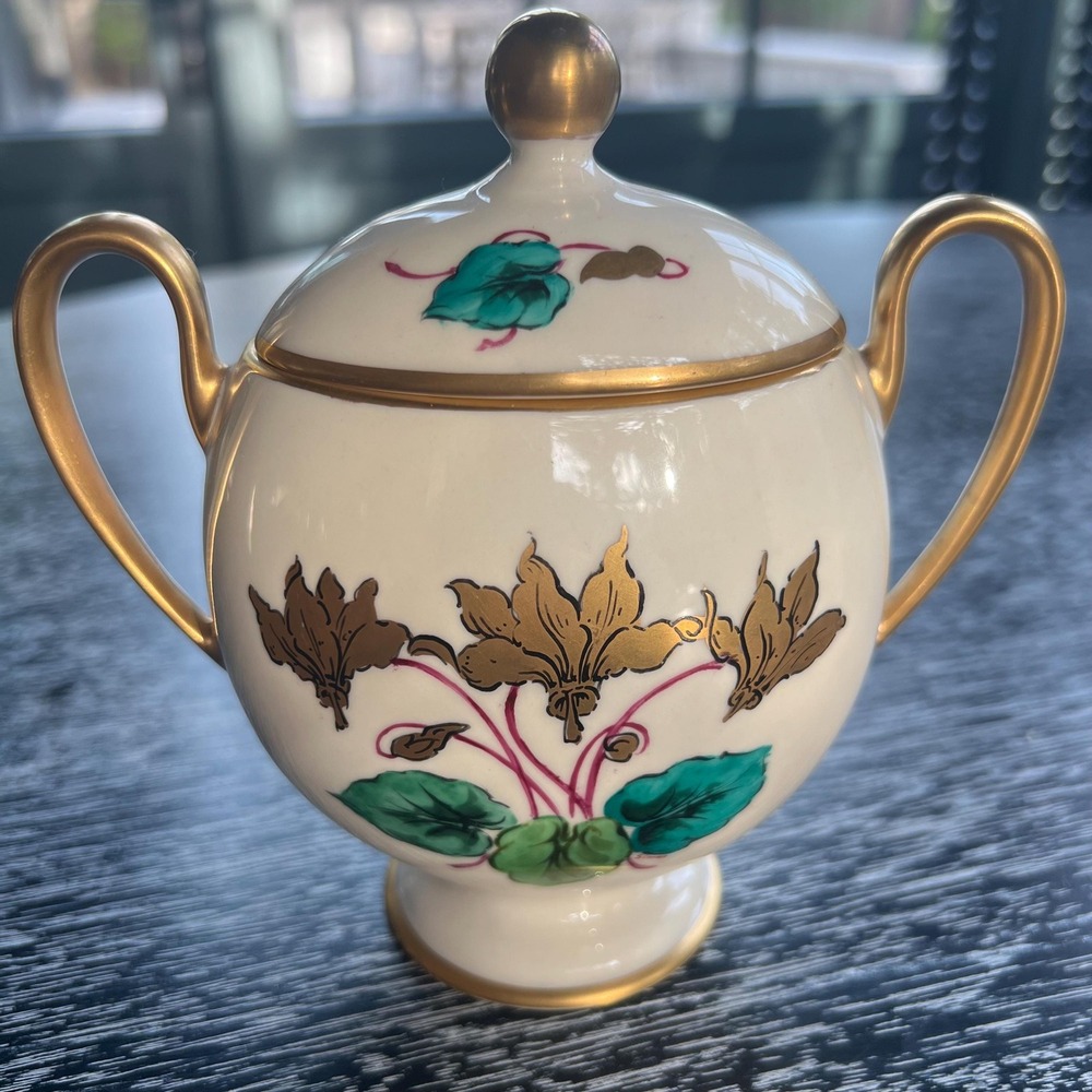 Francisco china sugar bowl painted in art deco‎ style